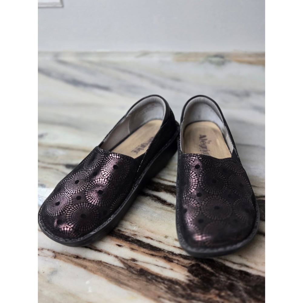 Alegria Debra Bronze Mandala Leather Slip Resistant Professional Clogs 39